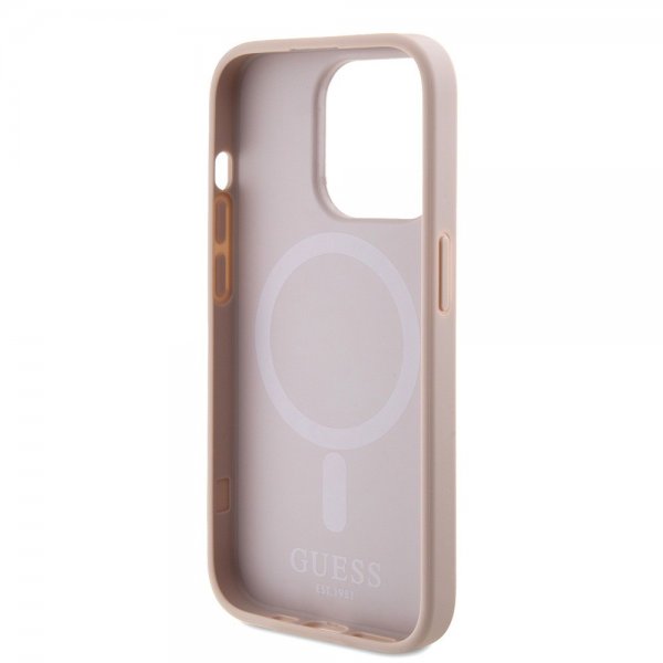 Guess iPhone 15 Pro Skal Saffiano MagSafe Rosa