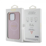 Guess iPhone 15 Pro Skal Saffiano MagSafe Rosa