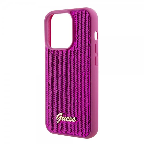 Guess iPhone 15 Pro Skal Sequin Fuschia