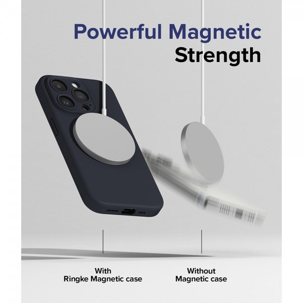 Ringke iPhone 15 Pro Skal Silicone Magnetic Deep Blue