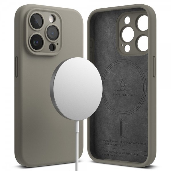 Ringke iPhone 15 Pro Skal Silicone Magnetic Grå
