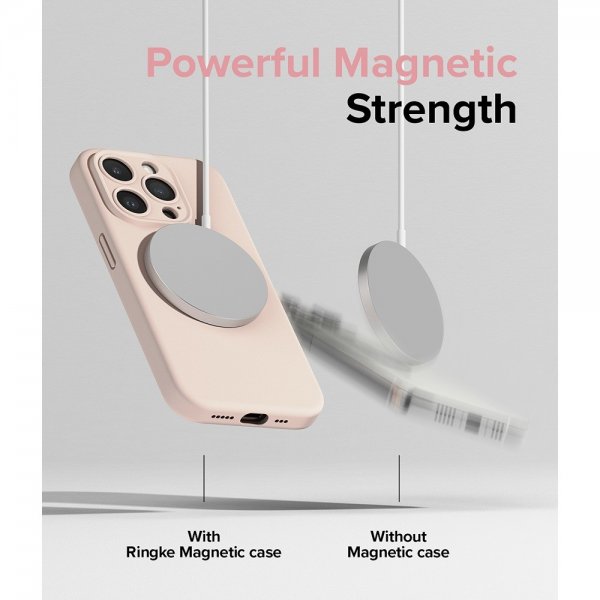 Ringke iPhone 15 Pro Skal Silicone Magnetic Pink Sand
