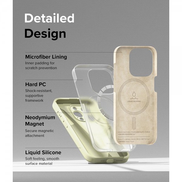 Ringke iPhone 15 Pro Skal Silicone Magnetic Sunny Lime