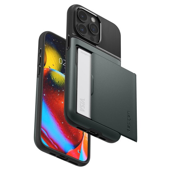 Spigen iPhone 15 Pro Skal Slim Armor CS Abyss Green