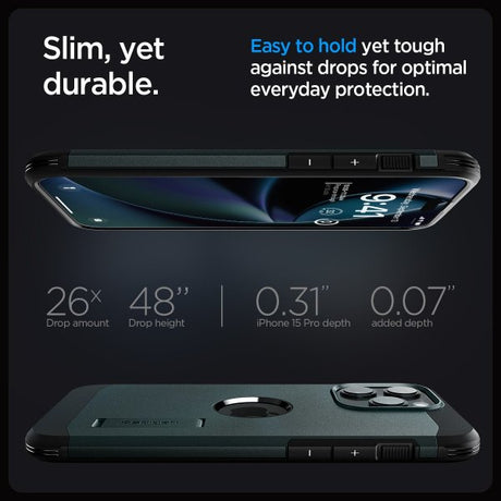 Spigen iPhone 15 Pro Skal Tough Armor MagFit Abyss Green