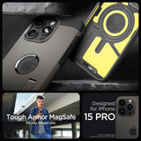 Spigen iPhone 15 Pro Skal Tough Armor MagFit Gunmetal