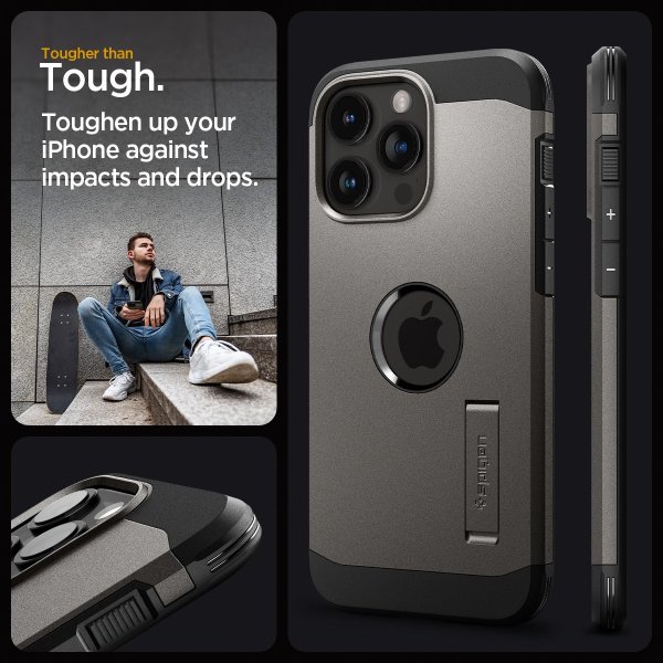 Spigen iPhone 15 Pro Skal Tough Armor MagFit Gunmetal