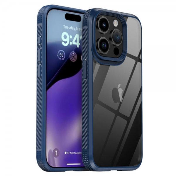 Ipaky iPhone 15 Pro Skal Transparent Baksida Blå