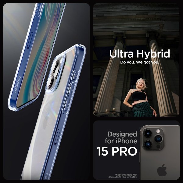 Spigen iPhone 15 Pro Skal Ultra Hybrid Sky Crystal