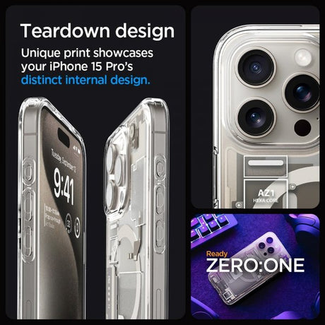 Spigen iPhone 15 Pro Skal Ultra Hybrid Zero One MagFit Natural Titanium