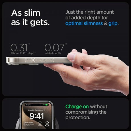 Spigen iPhone 15 Pro Skal Ultra Hybrid Zero One MagFit Natural Titanium