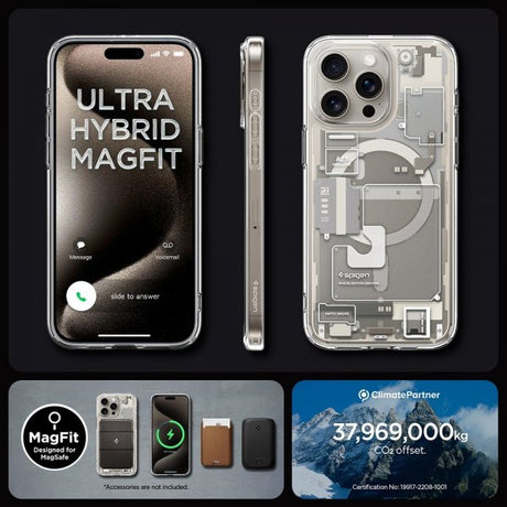 Spigen iPhone 15 Pro Skal Ultra Hybrid Zero One MagFit Natural Titanium