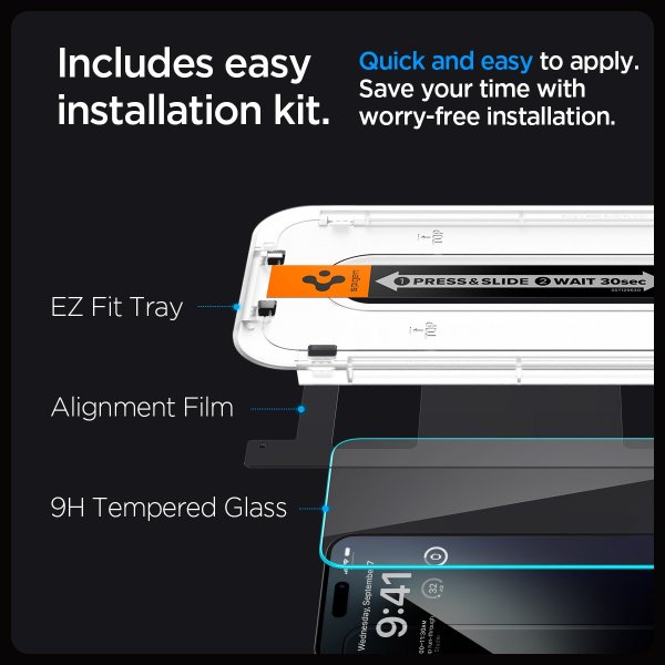 Spigen iPhone 15 Pro Skärmskydd GLAS.tR EZ Fit 2-pack