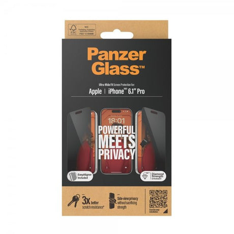 PanzerGlass iPhone 15 Pro Skärmskydd Ultra-Wide Fit Privacy EasyAligner