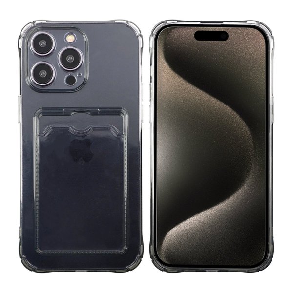 iPhone 15 Pro Skal Korthållare Stöttåligt Svart