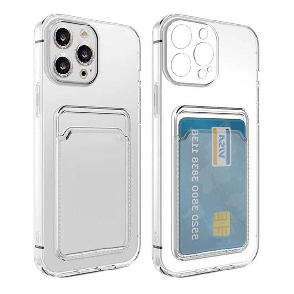 iPhone 15 Pro Skal Korthållare Stöttåligt Transparent