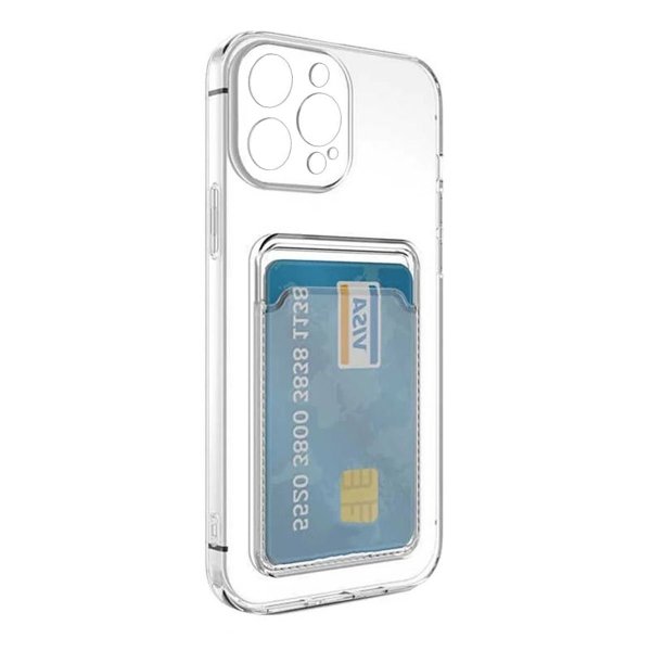 iPhone 15 Pro Skal Korthållare Stöttåligt Transparent