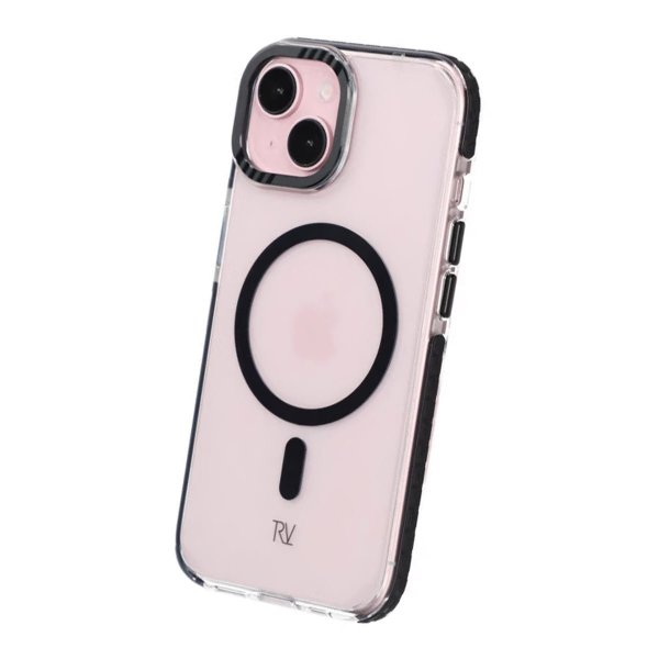 Rvelon iPhone 15 Skal TPU MagSafe Svart Transparent