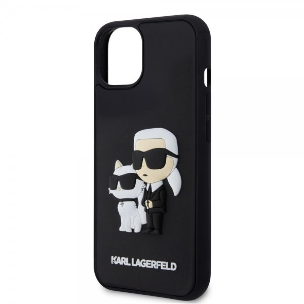 Karl Lagerfeld iPhone 15 Skal 3D Rubber Karl & Choupette Svart