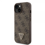 Guess iPhone 15 Skal 4G Metal Triangle Strass Brun