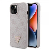Guess iPhone 15 Skal 4G Metal Triangle Strass Rosa