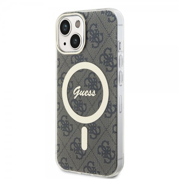 Guess iPhone 15 Skal 4G Pattern MagSafe Brun