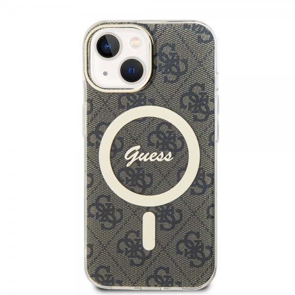 Guess iPhone 15 Skal 4G Pattern MagSafe Brun