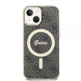 Guess iPhone 15 Skal 4G Pattern MagSafe Brun
