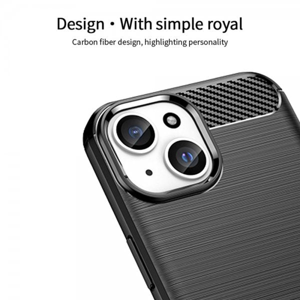 Mofi iPhone 15 Skal Borstad Kolfibertextur Svart