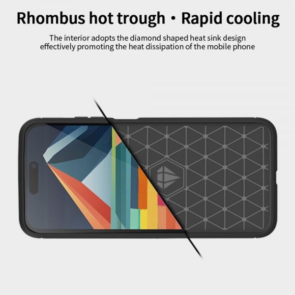 Mofi iPhone 15 Skal Borstad Kolfibertextur Svart