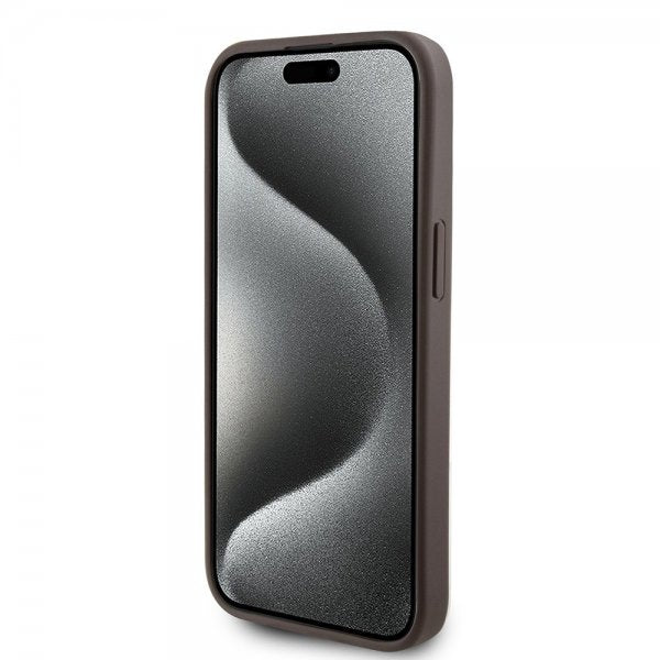 Guess iPhone 15 Skal Bottom Stripe MagSafe Brun