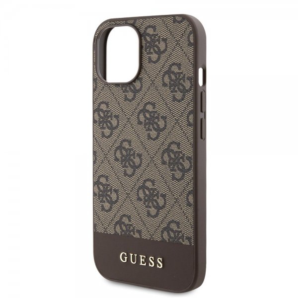 Guess iPhone 15 Skal Bottom Stripe MagSafe Brun