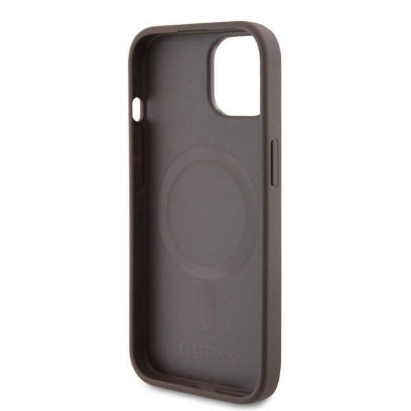 Guess iPhone 15 Skal Bottom Stripe MagSafe Brun
