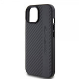 Mercedes Benz iPhone 15 Skal Carbon Effect Leather Stripe AMG Svart