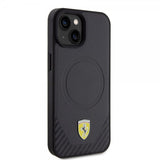 Ferrari iPhone 15 Skal Carbon PU Leather MagSafe Svart