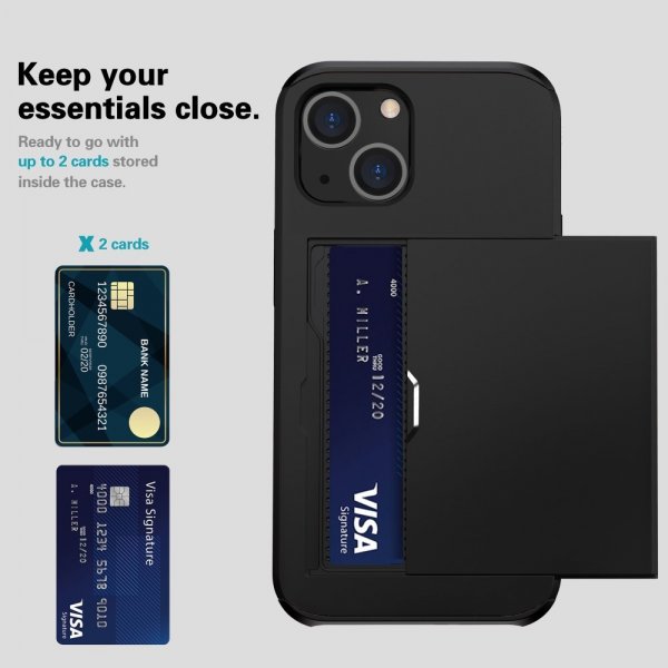 iPhone 15 Skal Card Slide Svart