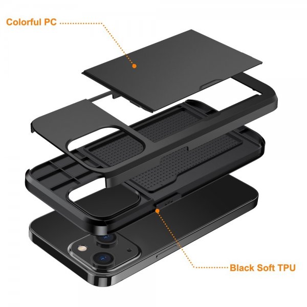 iPhone 15 Skal Card Slide Svart