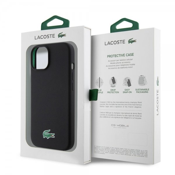 Lacoste iPhone 15 Plus Skal Croc Logo MagSafe Svart