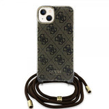 Guess iPhone 15 Skal Crossbody Cord Brun