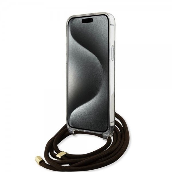 Guess iPhone 15 Skal Crossbody Cord Brun