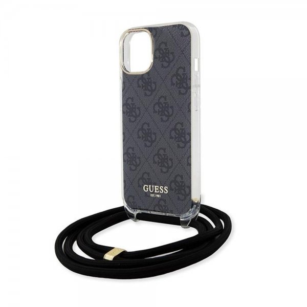 Guess iPhone 15 Skal Crossbody Cord Svart