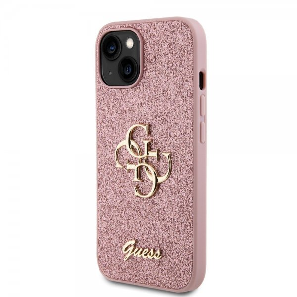 Guess iPhone 15 Skal Fixed Glitter Rosa