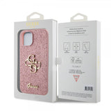 Guess iPhone 15 Skal Fixed Glitter Rosa