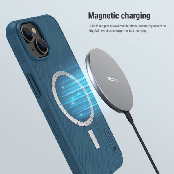 Nillkin iPhone 15 Skal Frosted Shield Pro MagSafe Blå