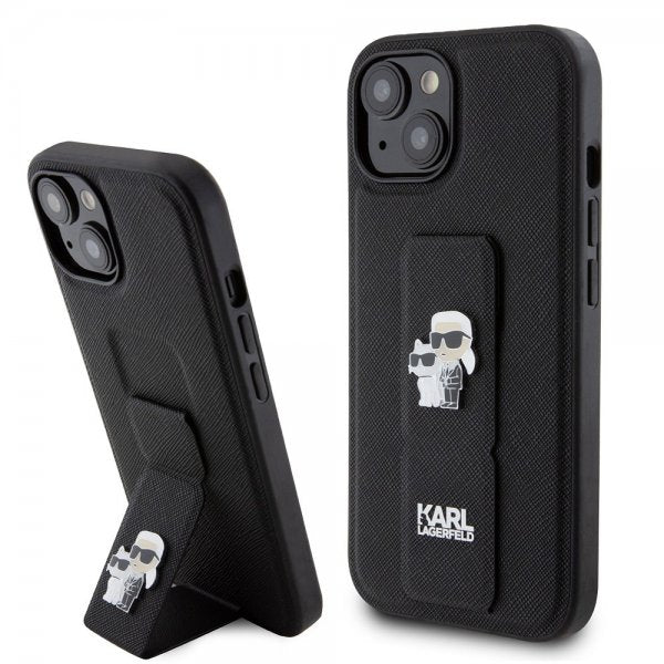 Karl Lagerfeld iPhone 15 Skal Grip Stand Function Svart