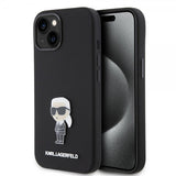 Karl Lagerfeld iPhone 15 Skal Ikonik Metal Pin Svart
