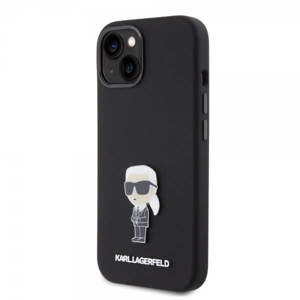 Karl Lagerfeld iPhone 15 Skal Ikonik Metal Pin Svart