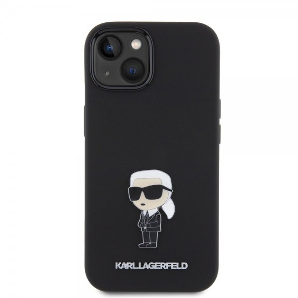 Karl Lagerfeld iPhone 15 Skal Ikonik Metal Pin Svart