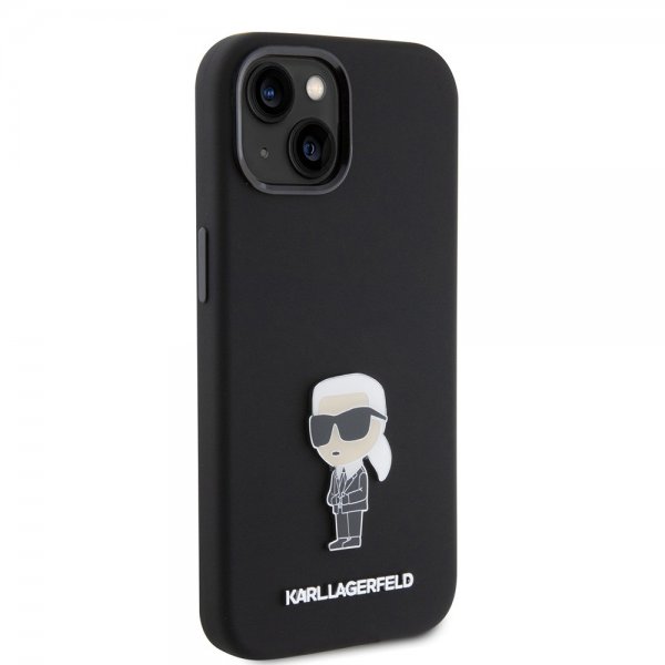 Karl Lagerfeld iPhone 15 Skal Ikonik Metal Pin Svart
