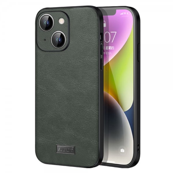 Sulada iPhone 15 Skal Lädertextur Grön